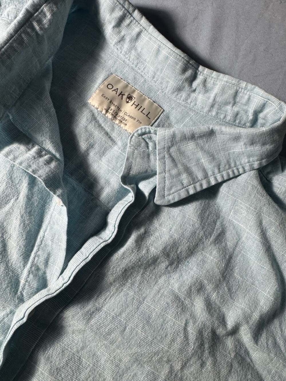 Oak Hill Easy Stretch Classic Fit Size 18 1/2 37/38 Shirt Blue